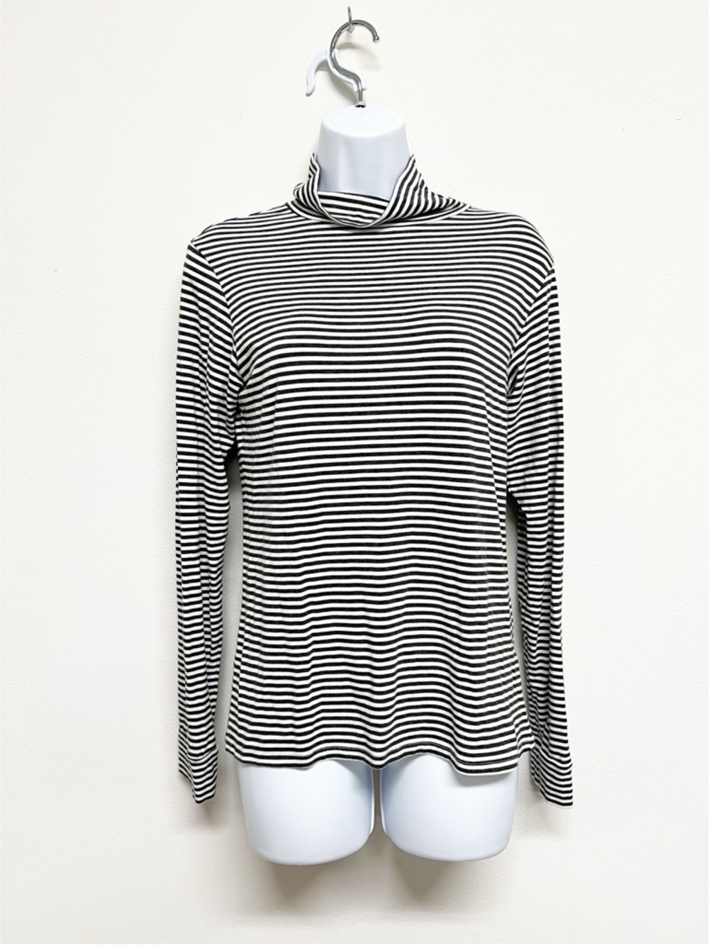 Emerson Fry Womens Steel White Stripe Long Sleeve Little Turtleneck Size M